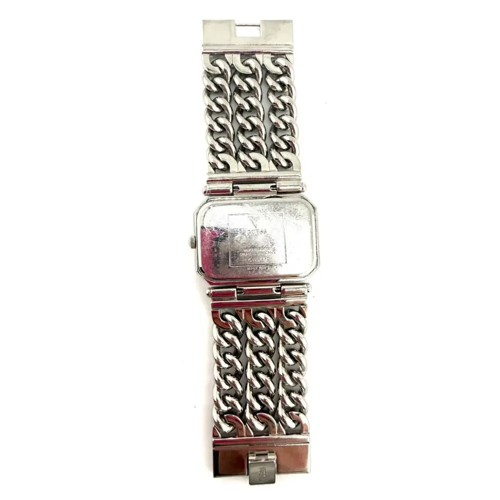 Y2K GUESS G11644L Women’s Watch Crystal Logo Triple Chain Silver New Battery